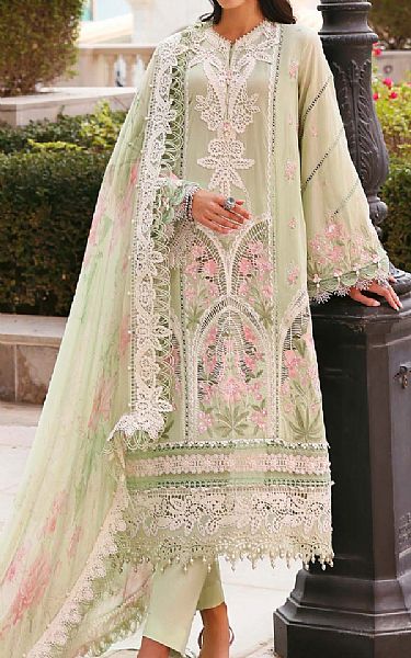 Maria B Light Green Lawn Suit | Pakistani Lawn Dress in USA- Image 2