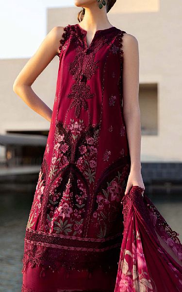 Maria B Wine Red Lawn Suit | Pakistani Lawn Dress in USA- Image 2
