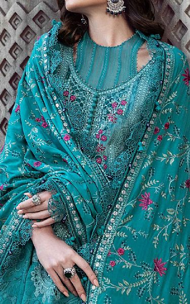 Maria B Turquoise Linen Suit | Pakistani Winter Dresses- Image 2