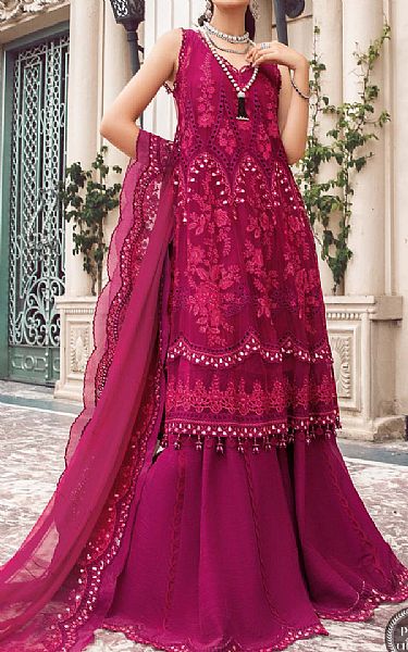 Maria B Mulberry Chiffon Suit | Pakistani Embroidered Chiffon Dresses- Image 2