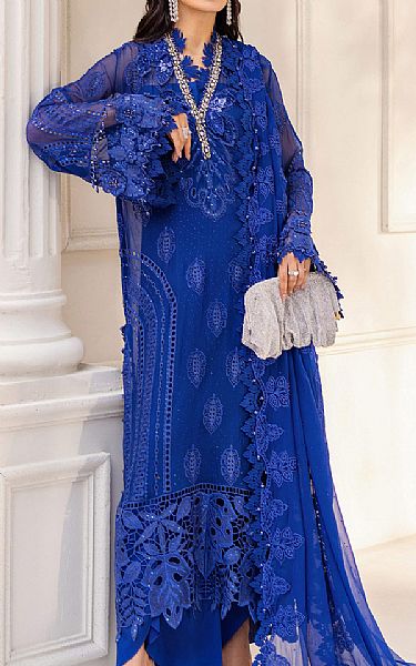 Maria B Royal Blue Chiffon Suit | Pakistani Embroidered Chiffon Dresses USA- Image 1