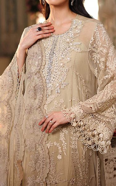 Maria B Beige Chiffon Suit | Pakistani Embroidered Chiffon Dresses USA- Image 3