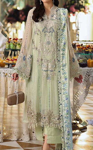 Maria B Pistachio Green Chiffon Suit | Pakistani Embroidered Chiffon Dresses USA- Image 1