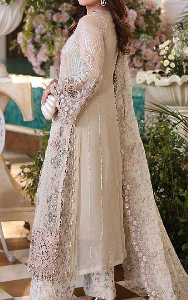 Maria B Ivory Chiffon Suit | Pakistani Embroidered Chiffon Dresses USA- Image 2