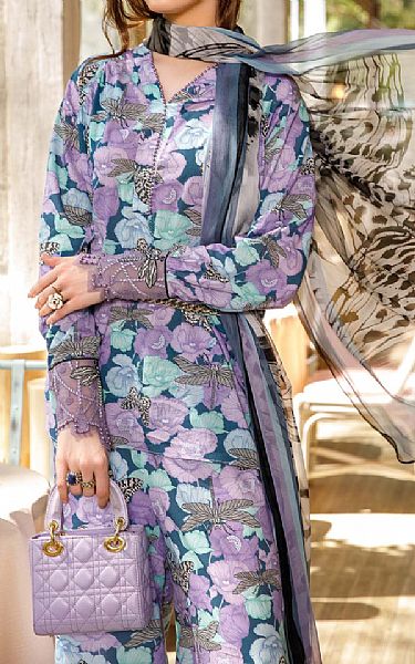 Maria B Lilac Lawn Suit | Pakistani Lawn Suits- Image 2