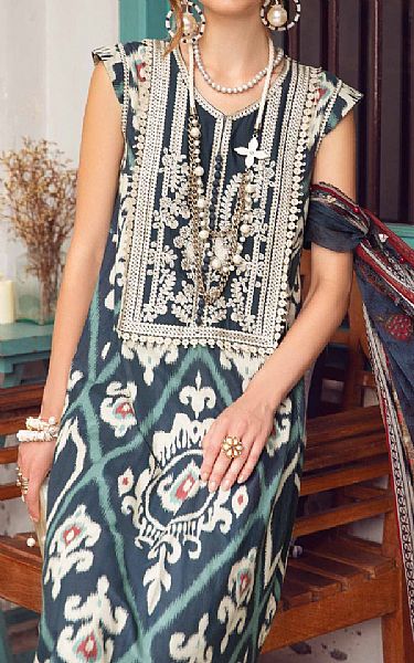 Maria B Navy Cambric Suit | Pakistani Winter Dresses- Image 2