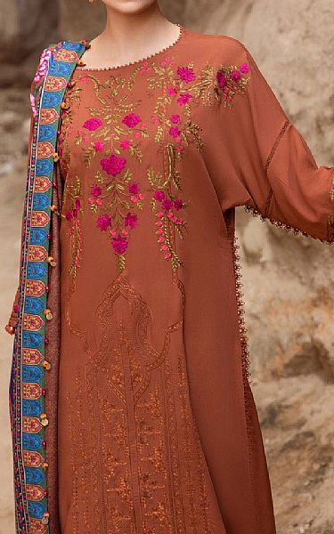 Maria B Vivid Auburn Linen Suit | Pakistani Winter Dresses- Image 2