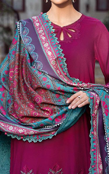Maria B Egg Plant Twill Linen Suit | Pakistani Winter Dresses- Image 2