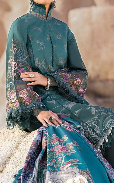 Maria B Teal Linen Suit | Pakistani Winter Dresses- Image 2