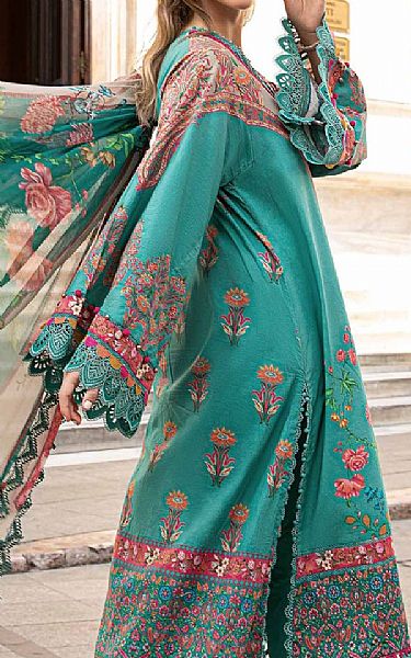 Maria B Dark Turquoise Cambric Suit | Pakistani Winter Dresses in USA- Image 2
