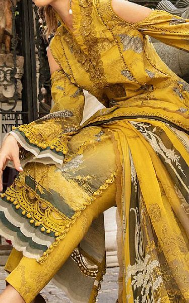 Maria B Mustard Cambric Suit | Pakistani Winter Dresses in USA- Image 2