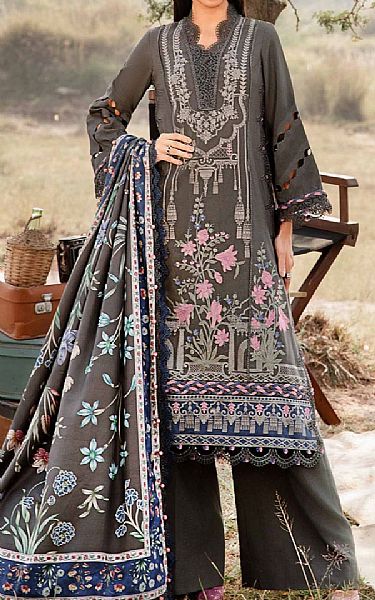 Maria B Grey Linen Suit | Pakistani Winter Dresses in USA- Image 1