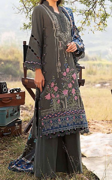 Maria B Grey Linen Suit | Pakistani Winter Dresses in USA- Image 2