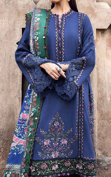 Maria B Navy Blue Linen Suit | Pakistani Winter Dresses in USA- Image 2