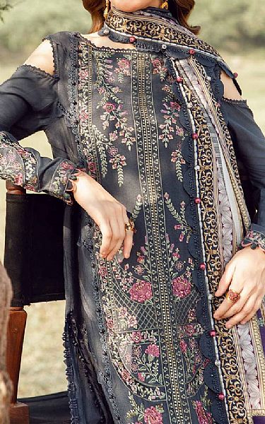 Maria B Cadet Grey Linen Suit | Pakistani Winter Dresses in USA- Image 2