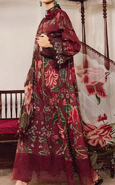 Maria B Vivid Burgundy Cambric Suit | Pakistani Winter Dresses in USA- Image 2