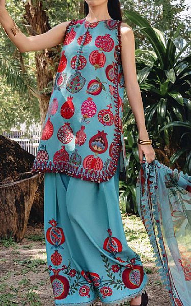 Maria B Hippie Blue Lawn Suit | Pakistani Lawn Dress in USA- Image 1