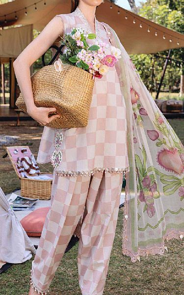 Maria B Oyster Pink Lawn Suit | Pakistani Lawn Dress in USA- Image 1