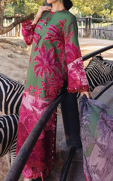 Maria B Green/Light Burgundy Lawn Suit | Pakistani Lawn Dress in USA- Image 2