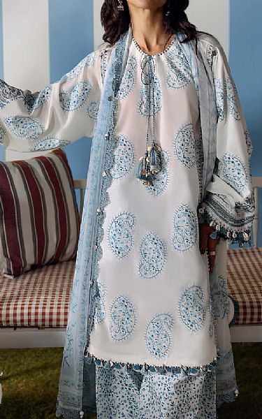 Maria B Off White/Blue Lawn Suit | Pakistani Lawn Dress in USA- Image 2