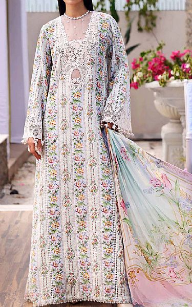 Maria B Light Blue/Light Green Lawn Suit | Pakistani Lawn Dress in USA- Image 1