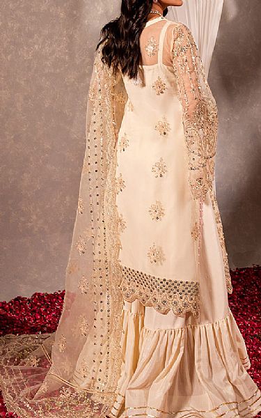Maria Osama Khan Off-white Organza Suit | Pakistani Embroidered Chiffon Dresses- Image 2