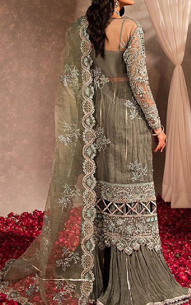 Maria Osama Khan Sage Green Organza Suit | Pakistani Embroidered Chiffon Dresses- Image 2