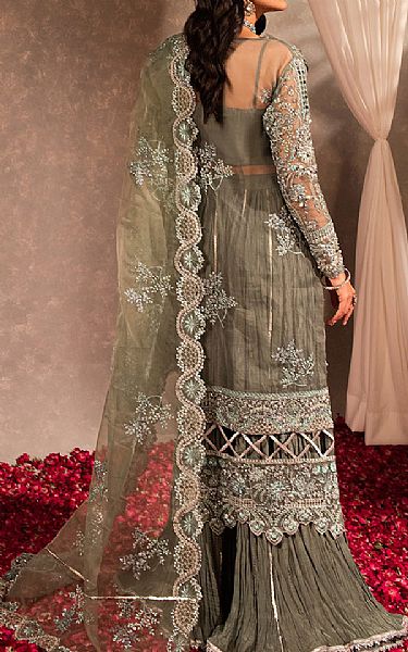 Maria Osama Khan Sage Green Organza Suit | Pakistani Embroidered Chiffon Dresses USA- Image 2