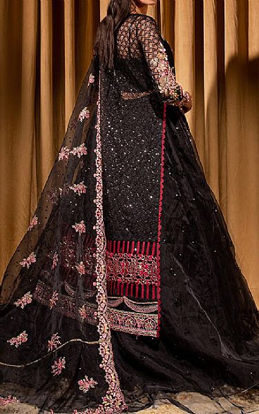 Maria Osama Khan Black Organza Suit | Pakistani Embroidered Chiffon Dresses- Image 2