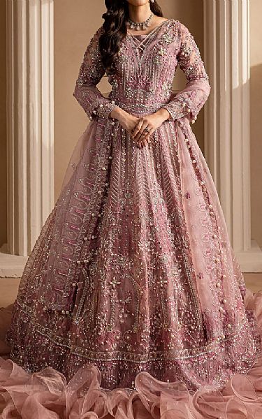 Maria Osama Khan Brandy Rose Organza Suit | Pakistani Embroidered Chiffon Dresses USA- Image 1