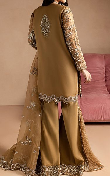 Maria Osama Khan Sand Brown Organza Suit | Pakistani Embroidered Chiffon Dresses USA- Image 2