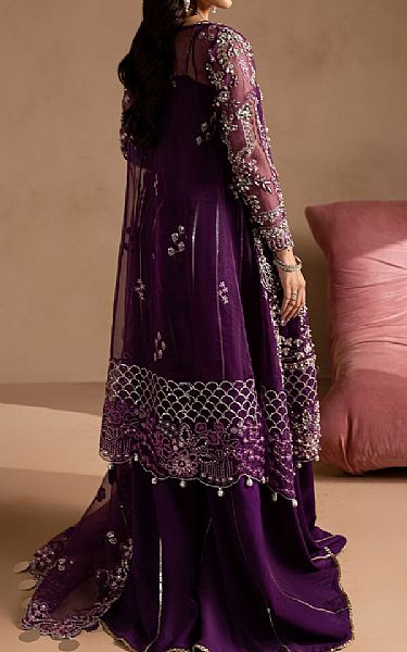 Maria Osama Khan Egg Plant Organza Suit | Pakistani Embroidered Chiffon Dresses USA- Image 2