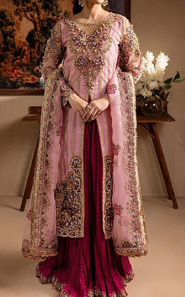 Maria Osama Khan Pink Organza Suit | Pakistani Embroidered Chiffon Dresses USA- Image 1