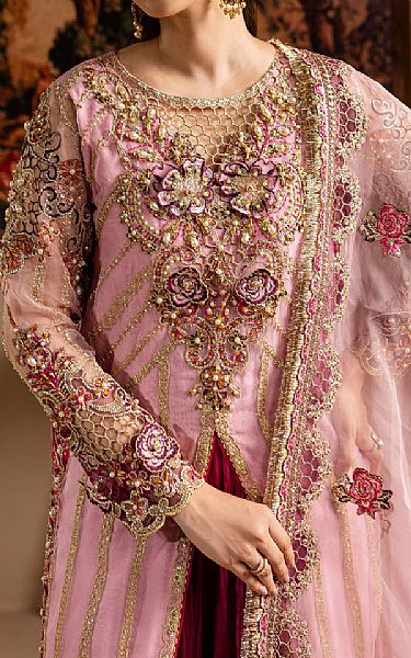 Maria Osama Khan Pink Organza Suit | Pakistani Embroidered Chiffon Dresses USA- Image 3
