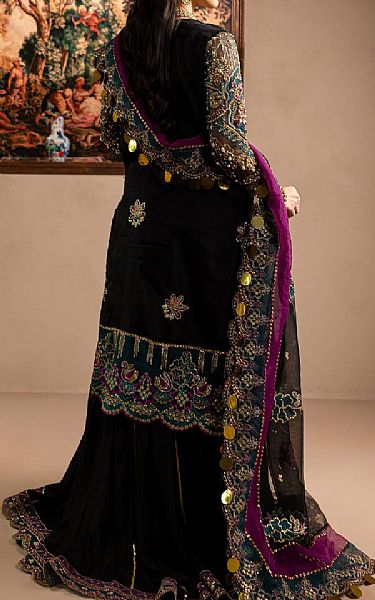 Maria Osama Khan Black Organza Suit | Pakistani Embroidered Chiffon Dresses USA- Image 2