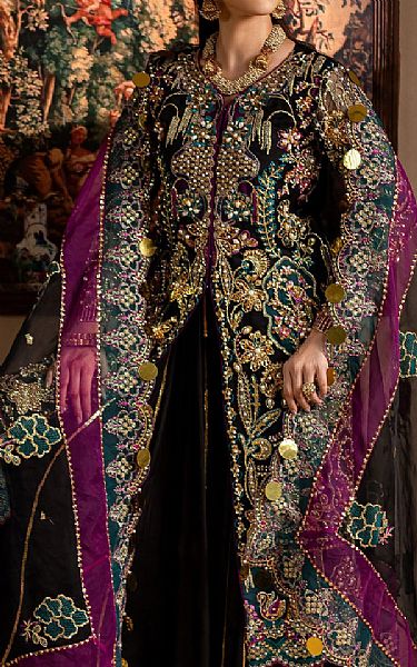 Maria Osama Khan Black Organza Suit | Pakistani Embroidered Chiffon Dresses USA- Image 3
