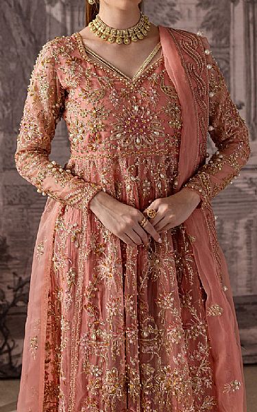 Maria Osama Khan Pink Organza Suit | Pakistani Embroidered Chiffon Dresses USA- Image 3