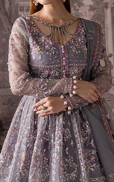 Maria Osama Khan Santa Grey Organza Suit | Pakistani Embroidered Chiffon Dresses USA- Image 3