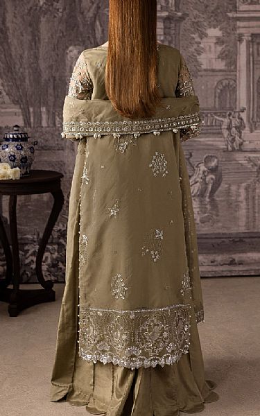Maria Osama Khan Dark Sand Organza Suit | Pakistani Embroidered Chiffon Dresses USA- Image 2