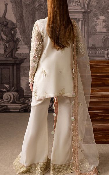 Maria Osama Khan White Organza Suit | Pakistani Embroidered Chiffon Dresses USA- Image 2