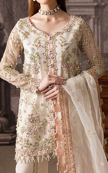Maria Osama Khan White Organza Suit | Pakistani Embroidered Chiffon Dresses USA- Image 3