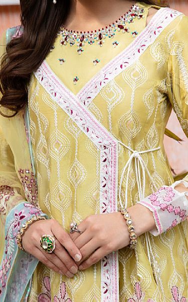 Maria Osama Khan Peach Yellow Grip Suit | Pakistani Embroidered Chiffon Dresses- Image 3