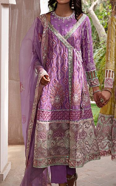 Maria Osama Khan Lilac Grip Suit | Pakistani Embroidered Chiffon Dresses- Image 1