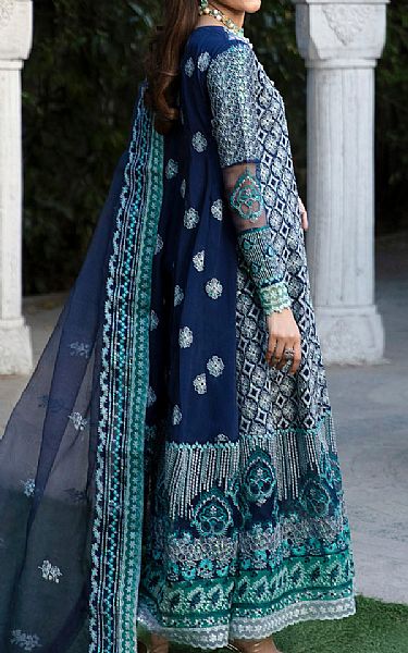 Maria Osama Khan Navy Blue Grip Suit | Pakistani Embroidered Chiffon Dresses- Image 2