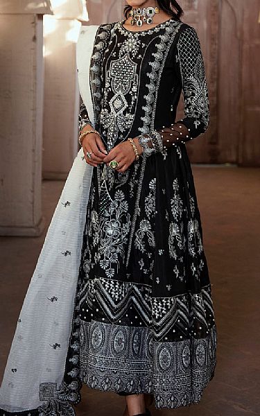 Maria Osama Khan Black Grip Suit | Pakistani Embroidered Chiffon Dresses- Image 1