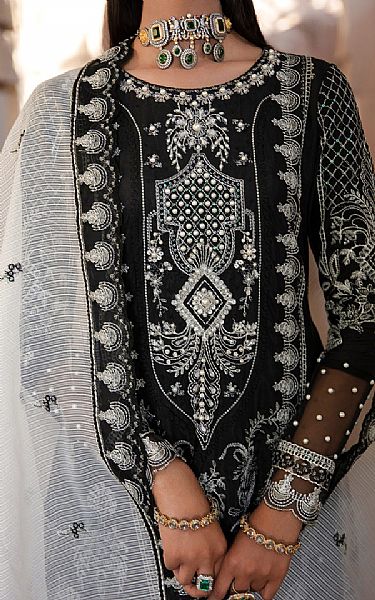Maria Osama Khan Black Grip Suit | Pakistani Embroidered Chiffon Dresses- Image 3