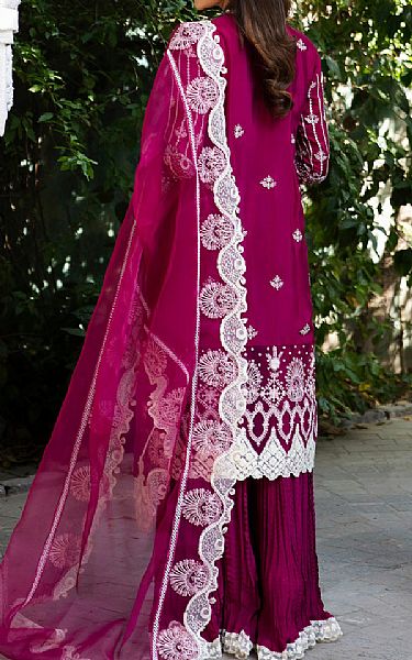 Maria Osama Khan Dark Fuchsia Grip Suit | Pakistani Embroidered Chiffon Dresses- Image 2