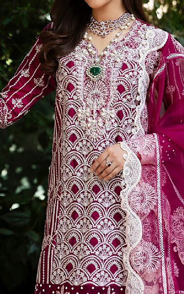 Maria Osama Khan Dark Fuchsia Grip Suit | Pakistani Embroidered Chiffon Dresses- Image 3