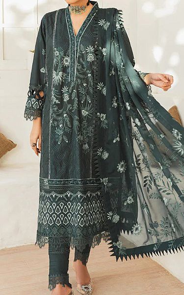 Marjjan Viridian Green Lawn Suit | Pakistani Lawn Suits- Image 1