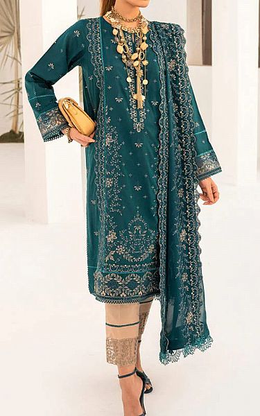 Marjjan Teal Lawn Suit | Pakistani Lawn Suits- Image 1